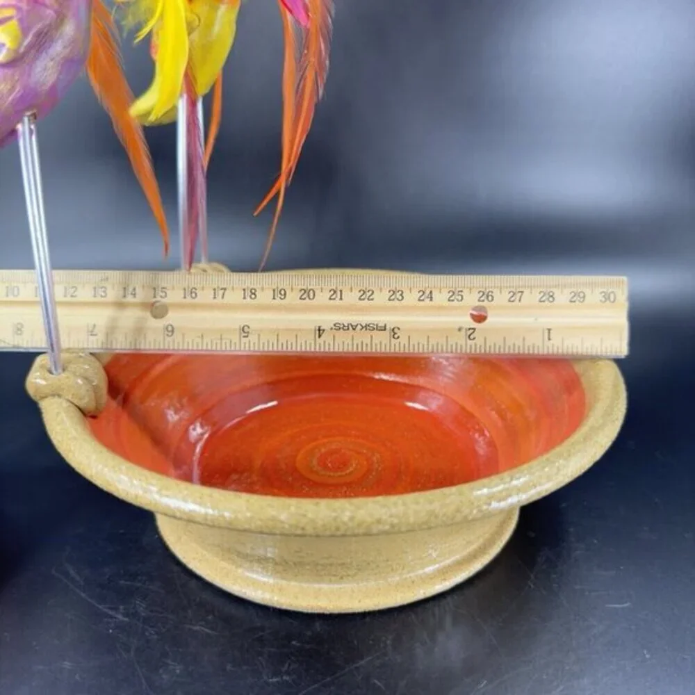 Michna Wolff‎ Pottery Bowl Dish Detachable Birds Signed M Michna Hand Made VTg
